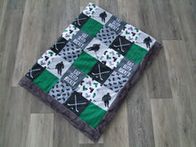 HOCKEY Designer Patchwork MINKY Blanket
