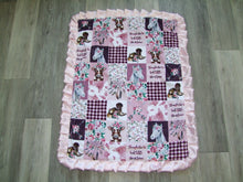 Adorable Cowgirl Digital Cuddle Rosewater Minky Blanket with Ruffles