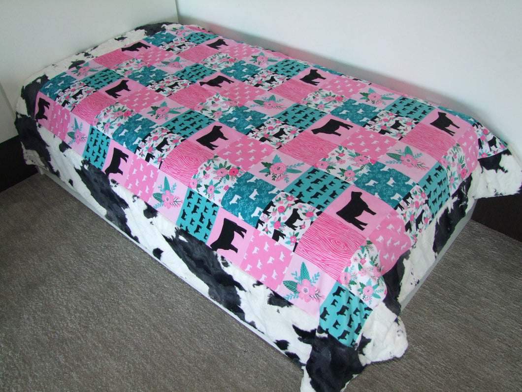 Cow DESIGNER Minky Blanket - Panel Minky Blanket