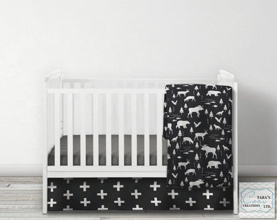 3 Piece Nursery Set-  Woodland Crib Set- Blanket, Skirt and Sheet