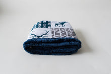 Navy Mint Gray Patchwork - Designer Blankets - Deer Woodgrain - You Choose the Colors!