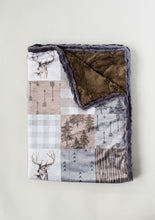 Rustic Buck Patchwork Minky Blanket - Deer Woodgrain - You Choose the Colors!