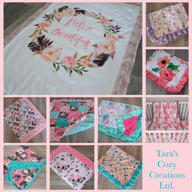 Floral CUSTOM DESIGNER - Panel Minky Blanket