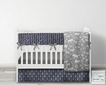3 Piece Nursery Set- "Woodland Collection" Minky - Woodland Faux Patchwork Crib Set- Blanket, Skirt and Sheet
