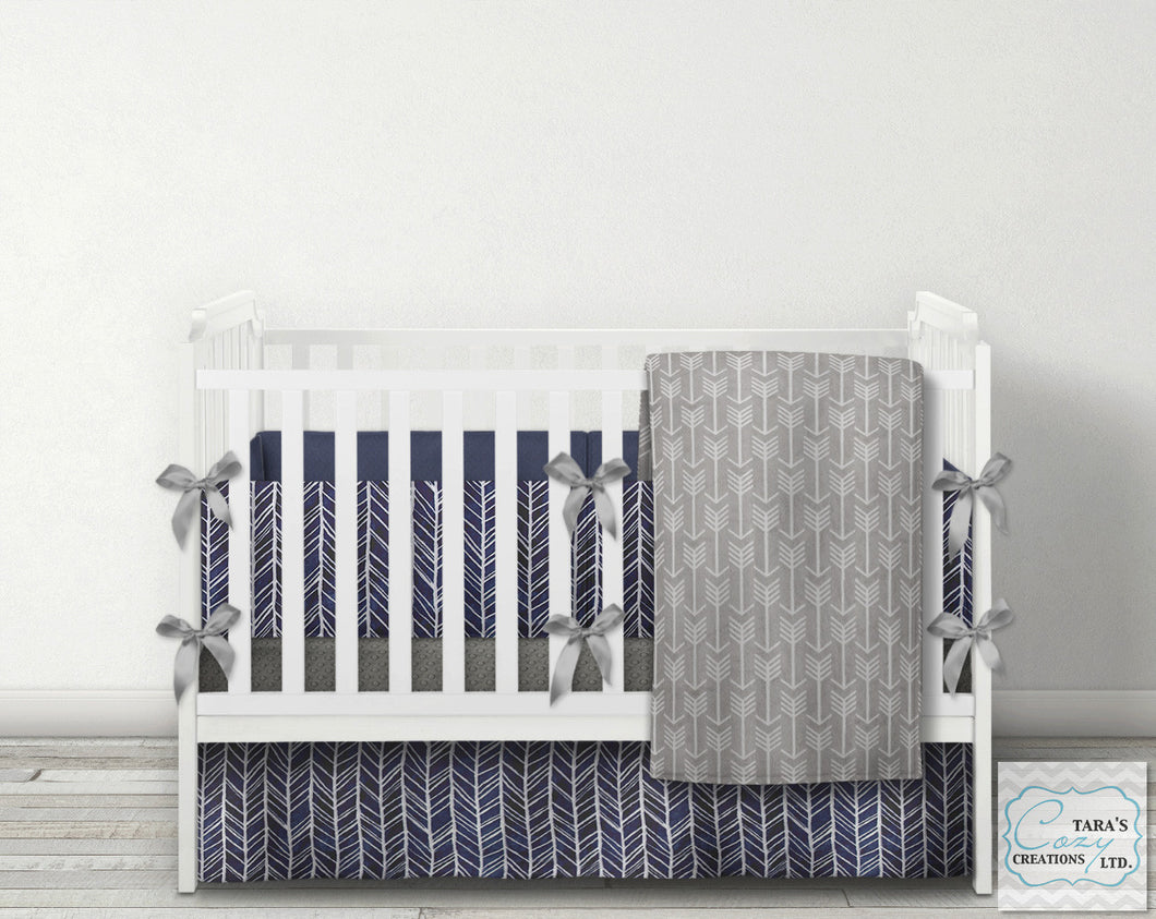 Herringbone Arrow Nursery Crib Set- YOU CHOOSE WHICH ITEMS- Blanket, Skirt, Sheet, Bumpers and Changing pad cover