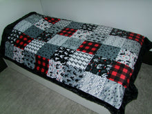 HOCKEY - Red - Black - Gray - Sticks - Pucks - Canada Hockey - DESIGNER Blanket - Faux Patchwork MINKY Blanket