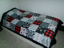HOCKEY - Red - Black - Gray - Sticks - Pucks - Canada Hockey - DESIGNER Blanket - Faux Patchwork MINKY Blanket