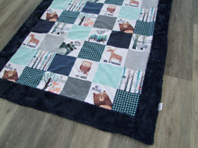 Woodland Critters Patchwork Quilt DESIGNER - Panel Minky Blanket- You Choose the Colors