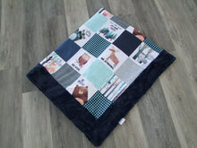 Woodland Critters Patchwork Quilt DESIGNER - Panel Minky Blanket- You Choose the Colors