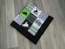 Arcitc Cat - Snowmobile Patchwork DESIGNER - Panel Minky Blanket- You Choose the Colors