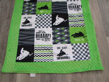 Arcitc Cat - Snowmobile Patchwork DESIGNER - Panel Minky Blanket- You Choose the Colors