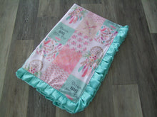 Dream Catcher Patchwork - Designer Minky Blanket - Pink Mint and Satin Ruffles