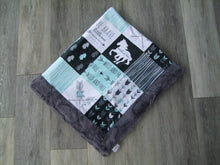 Horse Wild and Free Patchwork DESIGNER - Panel Minky Blanket- You Choose the Colors