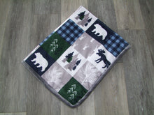 Cabin Patchwork Panel Minky Blanket- Baby to KING Size available