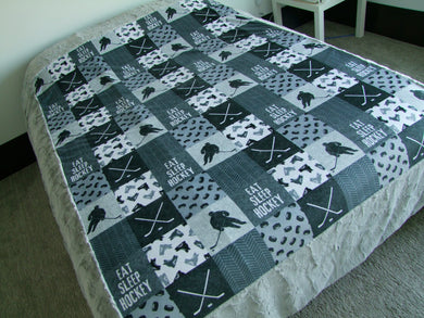 HOCKEY Designer Patchwork MINKY Blanket