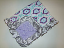 Panel Style Minky Blanket with SATIN Ruffles- Lilac Flourish Minky Blanket - Baby Size up to Twin Size