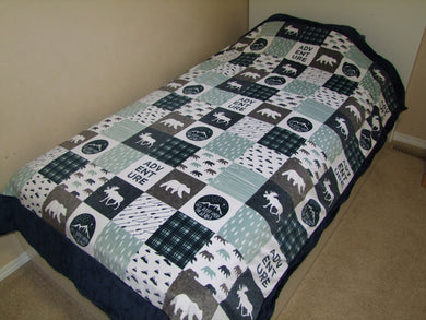 Designer Happy Camper NAVY Minky Blanket