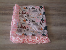 Designer Minky Blanket- Watercolor floral vintage Ruffle Blanket