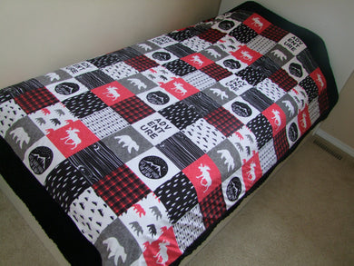 Designer Happy Camper RED Minky Blanket