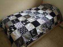 Twin Size Gray Black Woodland Block Style Minky Blanket  "Woodland Collection"