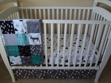 Teal Woodland Panel Style Minky Blanket- "Woodland Collection"  Minky - Woodland Blanket- Baby Size up to Twin Size