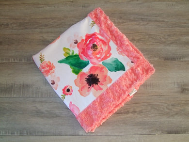 Designer Floral Dreams White  Minky Blanket