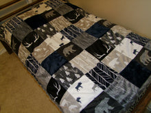 Navy Woodland Herringbone Arrow BLOCK Style Minky Blanket  "Woodland Collection"