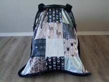 DESIGNER Deer and Woodgrain Minky Canopy Blanket- Car Seat Canopy Blanket- Choose from 9 Color Combos