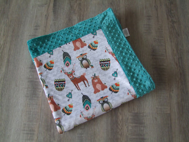 DESIGNER- Tribal Woodland Creatures  Minky Blanket