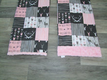 Designer Pink Woodland Patchwork Minky Blanket