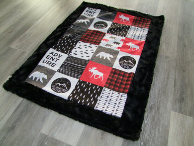 Designer Patchwork Adventure MINKY Blanket -