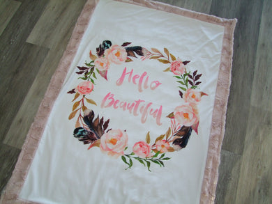 Hello Beautiful DESIGNER MINKY Blanket