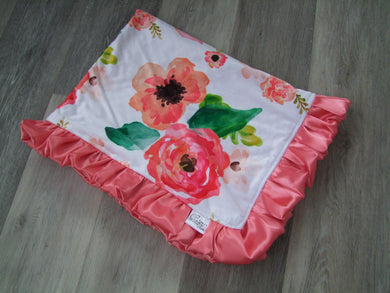 Designer Minky Blanket- Floral Dreams  Ruffle Blanket