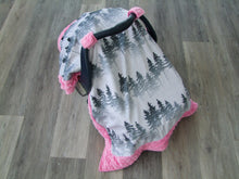 Designer Forest Mist Minky Car Seat Canopy Blanket - Car Seat Canopy Blanket-