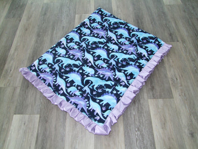 Dinosaurs and RUFFLES-  Designer Minky Blanket