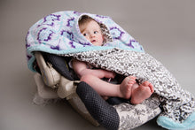 Woodland Patchwork Minky Car Seat Poncho -"Woodland Collection" Minky-  Baby to Adult Sizing