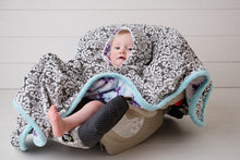 Lilac Flourish Minky Car Seat Poncho - Baby to Adult Sizing