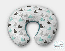 "WOODLAND COLLECTION" Print- Teal Gray Black Mountains Minky-  Nursing Pillow Cover