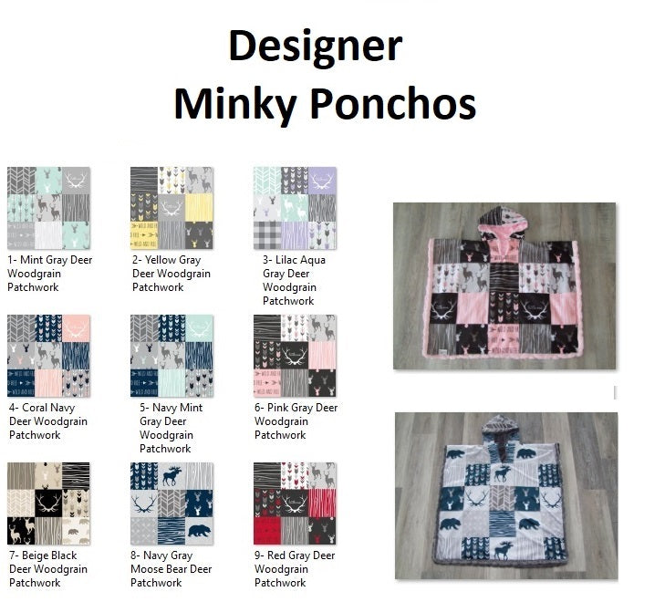 Designer Minky Poncho- You choose the Color Combo