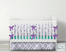 Purple Aqua Teal Nursery Crib Set- YOU CHOOSE WHICH ITEMS- Blanket, Skirt, Sheet, Bumpers and Changing pad cover