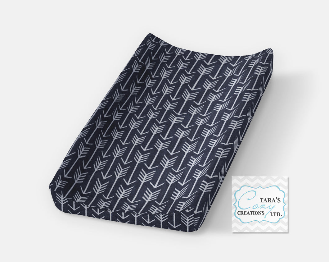 Navy Arrow Changing Pad Cover- Contour Cover- Minky Cover
