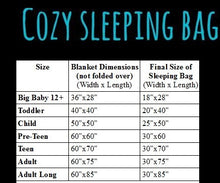 Sleep Bag - Minky Sleeping Bag -  Big Baby to Adult Sizes