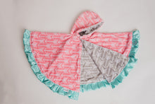Peacock Minky Circular Poncho - Baby to Adult Sizing